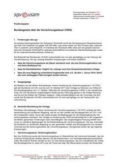  Positionspapier Bundesgesetz über die Verrechnungssteuer (VStG)