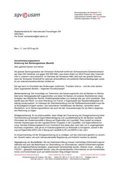  Vernehmlassungsantwort Änderung des Bankengesetzes (BankG)