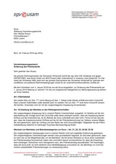  Vernehmlassungsantwort Änderung des Prämientarifs