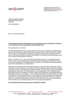  Vernehmlassungsantwort: Bundesgesetz über die Einführung eines vereinfachten Verfahrens zur Vernichtung von Kleinsendungen im Immaterialgüterrecht