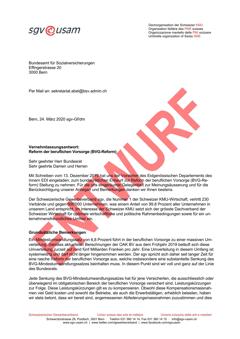  Entwurf Vernehmlassungsantwort Reform der beruflichen Vorsorge (BVG-Reform)