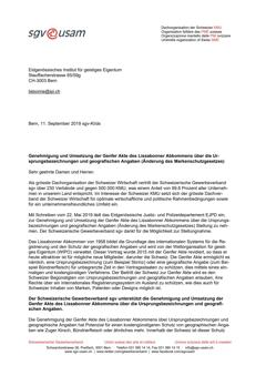  Genehmigung und Umsetzung der Genfer Akte des Lissabonner Abkommens über die Ursprungsbezeichnungen und geografischen Angaben (Änderung des Markenschutzgesetzes)