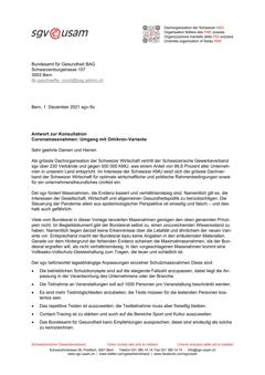  Antwort zur Konsultation Coronamassnahmen: Umgang mit Omikron-Variante