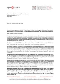  22.407 s Pa.Iv. Bauer Phillipe. Verteilung der Radio- und Fernsehabgabe und 22.417 s Pa.Iv. Chassot. Fördermassnahmen zugunsten der elektronischen Medien