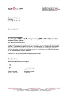  Vernehmlassungsantwort Verordnung des UVEK über die Änderung von Anhang 2 Ziffer 11 Absatz 3 der Gewässerschutzverordnung (GSchV)