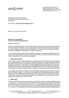  Réponse à la consultation Train d’ordonnances agricoles 2017