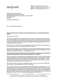  Vernehmlassungsantwort: Änderung des Hochschulförderungs- und -koordinationsgesetzes