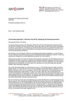  Teilrevision des AHVG: Anpassung der Hinterlassenenrenten