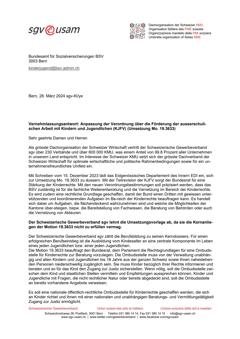 Anpassung der Verordnung über die Förderung der ausserschulischen Arbeit mit Kindern und Jugendlichen (KJFV, Umsetzung Mo. 19.3633)