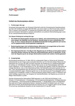  Vielfalt des Bankenplatzes stärken