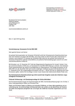  Vernehmlassung Konzession für die SRG SSR