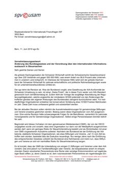  Vernehmlassungsantwort Änderung des Bundesgesetzes und der Verordnung über den internationalen Informationsaustausch in Steuersachen